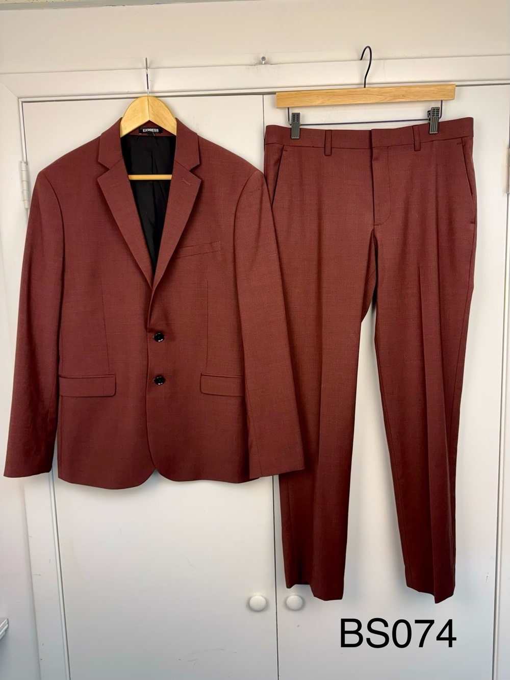 Express Extra Slim Burgundy Wool Blend Suit 40S Homecoming HOCO